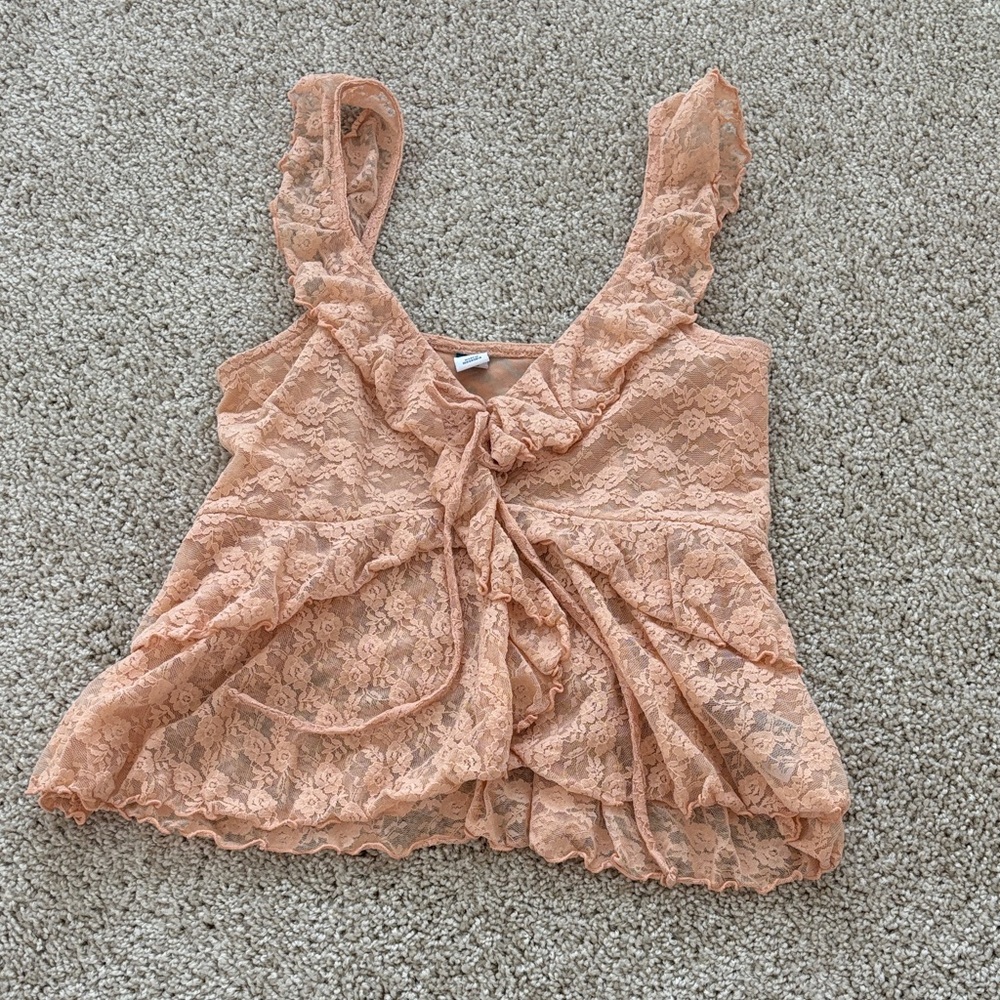 Old Navy Lace Ruffle Blouse - Peach
